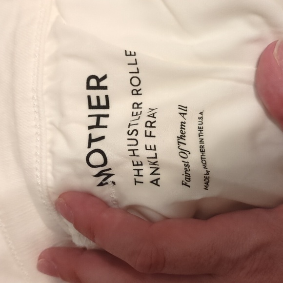 Mother white the hustler roller ankle fray high rise wide leg cropped jeans - Picture 10 of 14